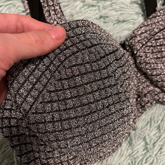 Dolls Kill Silver and Black Sparkle Top - Picture 2 of 4